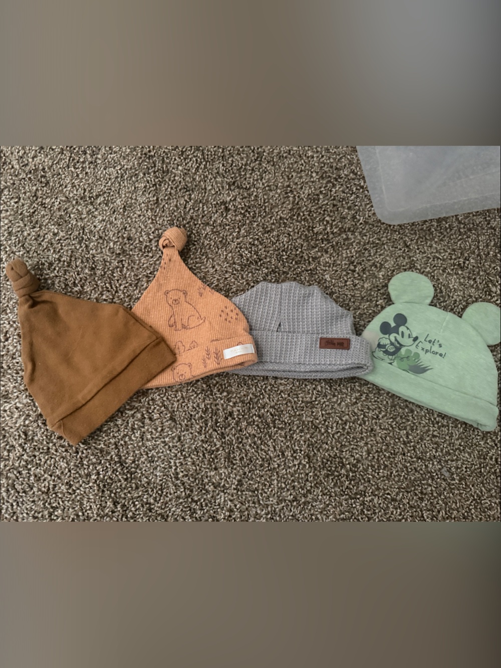 Baby Knit Beanie Hats - Brown, Peach, Gray, Green